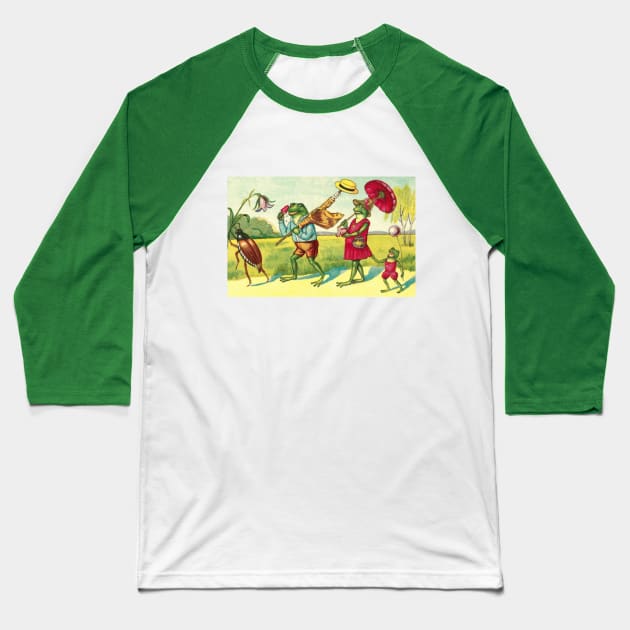 Frog Family Summer Picnic Baseball T-Shirt by Star Scrunch